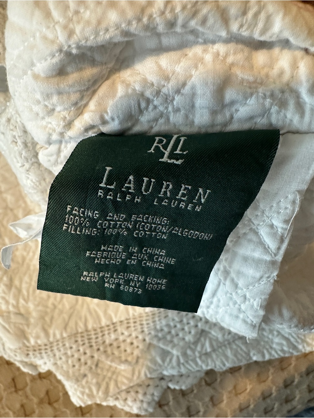 Vintage Ralph Lauren Standard Pillow Shams White Quilted Crochet Trim Set of 2 - Picture 3 of 3